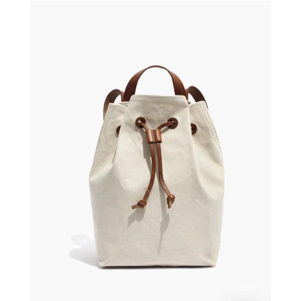 Madewell Somerset Canvas & Leather Backpack Y2K Style Bag Casual Coastal Travel